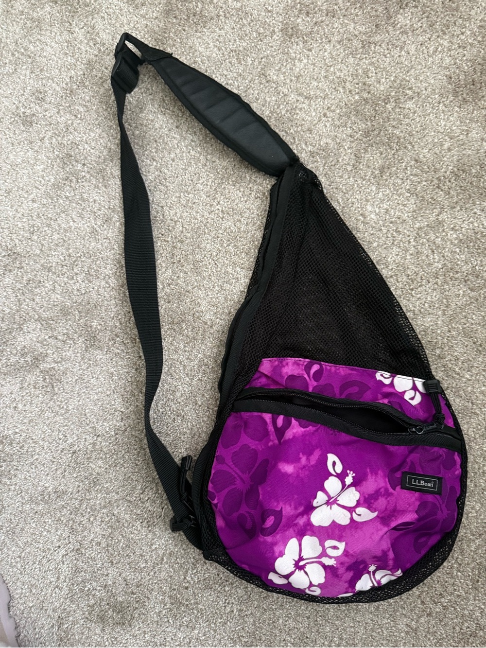 L.L. Bean Purple Floral Crossbody Sling Bag